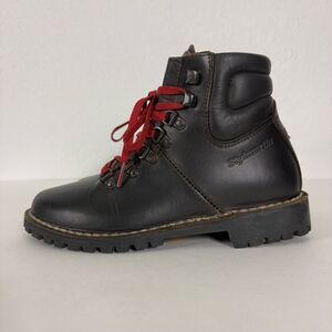 StylMartin Brown Leather Motorcycle Boots with Red Laces Women's Size 5